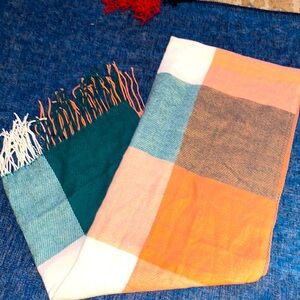 Wander Agio Women's Fashion Pink Green Plaid Long Scarf